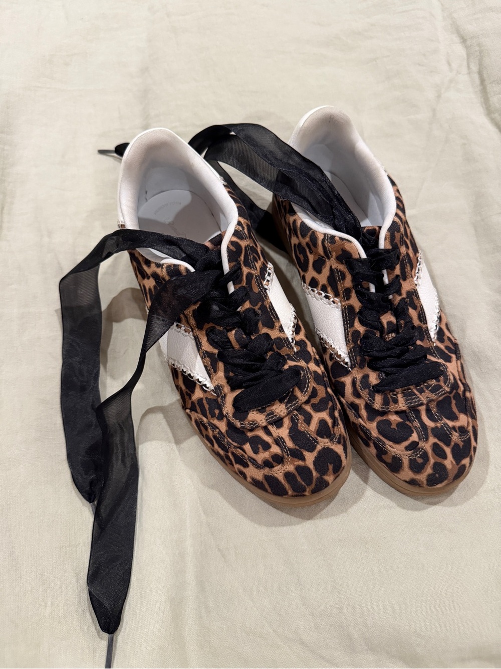Leopard Print Women's Sneakers with White Side Stripe
